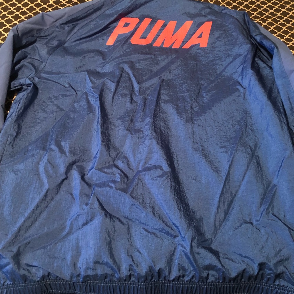 PUMA Mens Neon Pink Blue Full Zip Logo Jacket Nylon Sz 3XL
